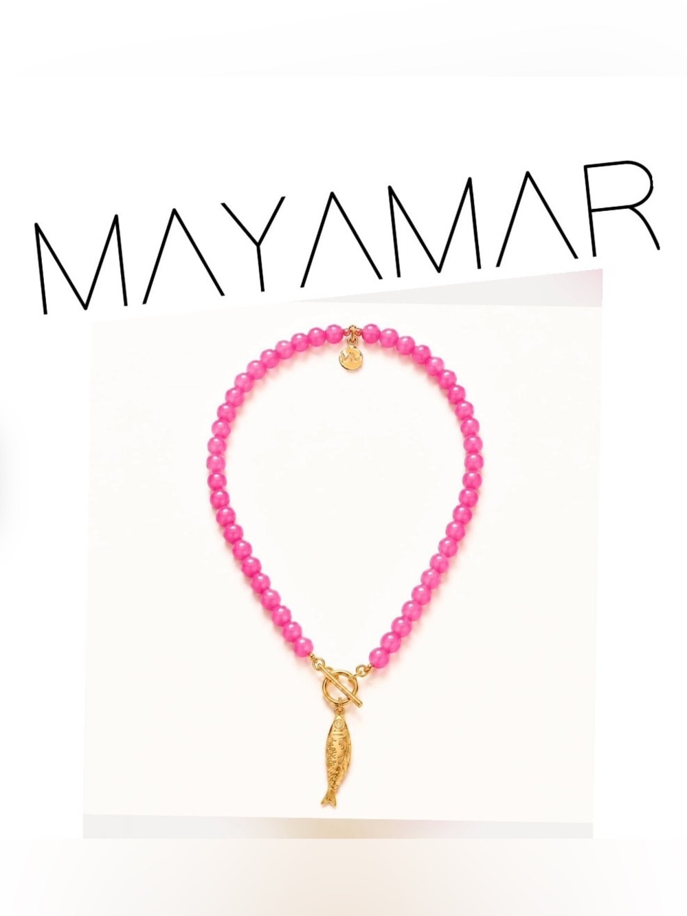 Mayamar Pink bead with 24kt plated fish and toggle